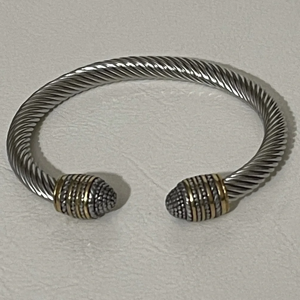 New Twisted Cable Cuff Vintage Stackable Bangle Bracelet - Picture 2 of 5